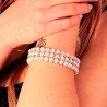 Flexible Bangle Bracelet with Three Rows Pearls and Diamond