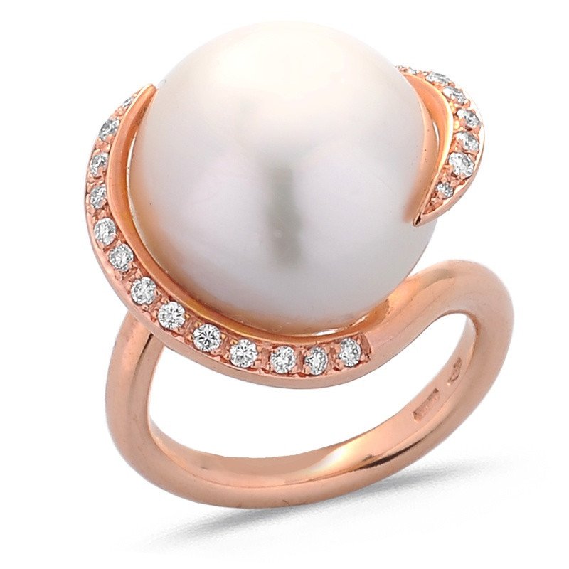Australian Pearl Diamond Ring Rose Gold