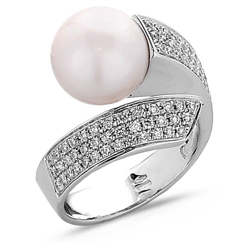 Australian Pearl Diamond Pavè Ring White Gold