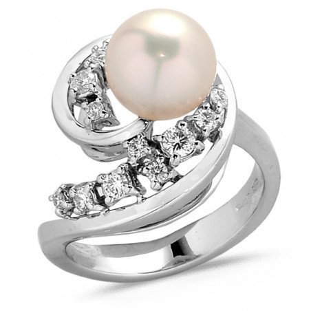 Japan Pearl Diamond Ring White Gold