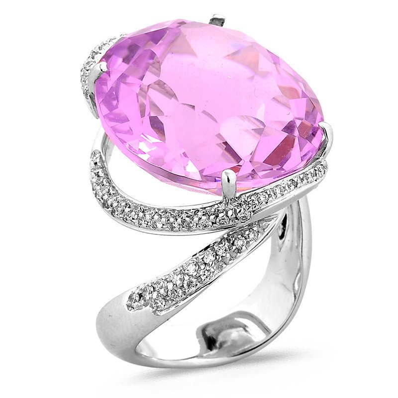 Amethyst Ring with Diamonds White Gold