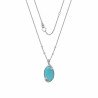 Turquoise Oval Pendant and Diamonds White Gold