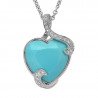 Turquoise Heart Pendant in Diamonds White Gold