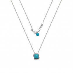 Pyramid Turquoise and Diamonds Pendent White Gold