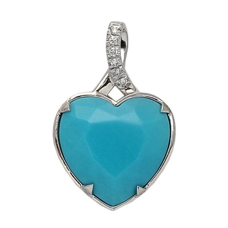 Turquoise Heart Diamond Pendant White Gold