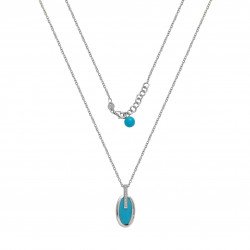 Oval Turquoise and Diamond Pendant White Gold