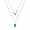 Oval Turquoise and Diamond Pendant White Gold