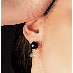 Onyx and Diamonds Earrings Worn Model