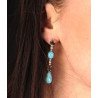 Dangling Turquoise, Smoky Quartz Diamonds Earrings Worn Model