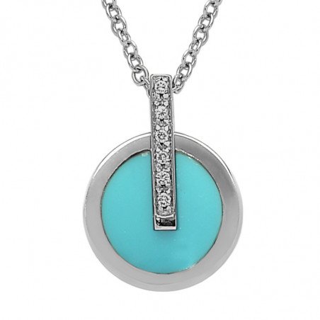 Turquoise Disc and Diamonds White Gold