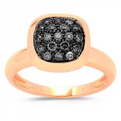 Stacking Square 'Champagne' 'Black' Diamond Pavè Ring