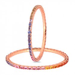 Expandable Rainbow Oval Sapphires Bracelet