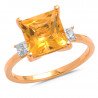Heliodor Beryl whit Princess Diamond Ring Yellow Gold