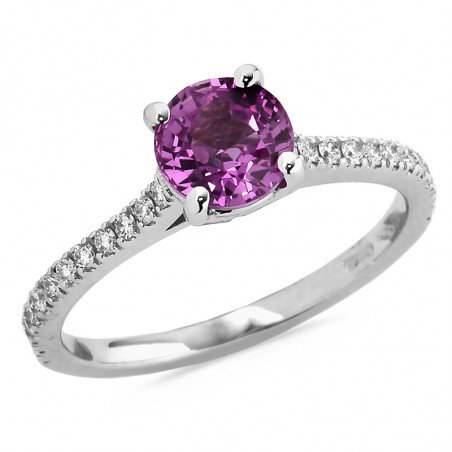 Pink Sapphire and Diamond Ring White  Gold