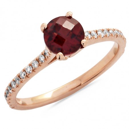 Briolette Garnet and Diamond Ring Rose Gold