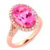 Anello Tormalina Rosa Ovale e Brillanti Oro Rosa