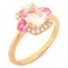 Anello Morganite con Brillanti e Zaffiri Rosa taglio Cuore Oro Rosa