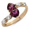 Rubellite Heart cut and Diamond Ring Rose gold