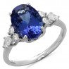 Oval Tanzanite with Round Diamond and Navette Ring