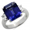 Emerald Cut Tanzanite and Radiant Cut Diamonds Ring