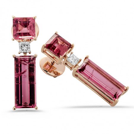 Orecchini Rubellite e Brillanti Princess Oro Rosa