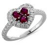 Heart-shaped ring by Masi Gioielli: round-cut rubies handcrafted for a romantic style. Buy now on Masi Gioiell