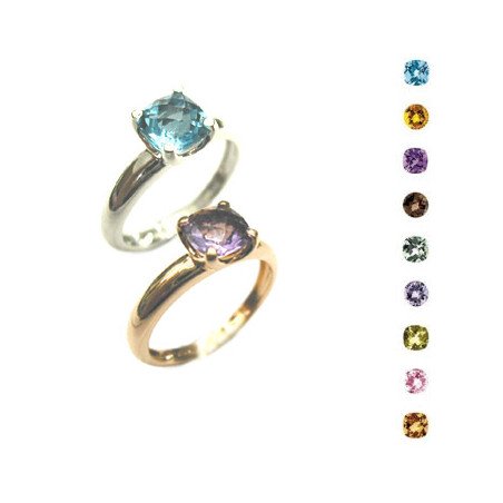 Stacking Cushion Semi-Precious Stone  Ring